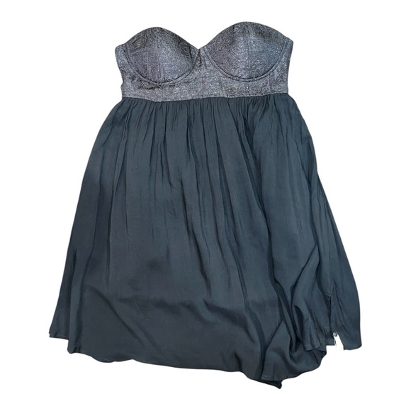 One Teaspoon Silver and Black Nickels & Dimes Strapless Babydoll Mini Dress NWT - Picture 4 of 12